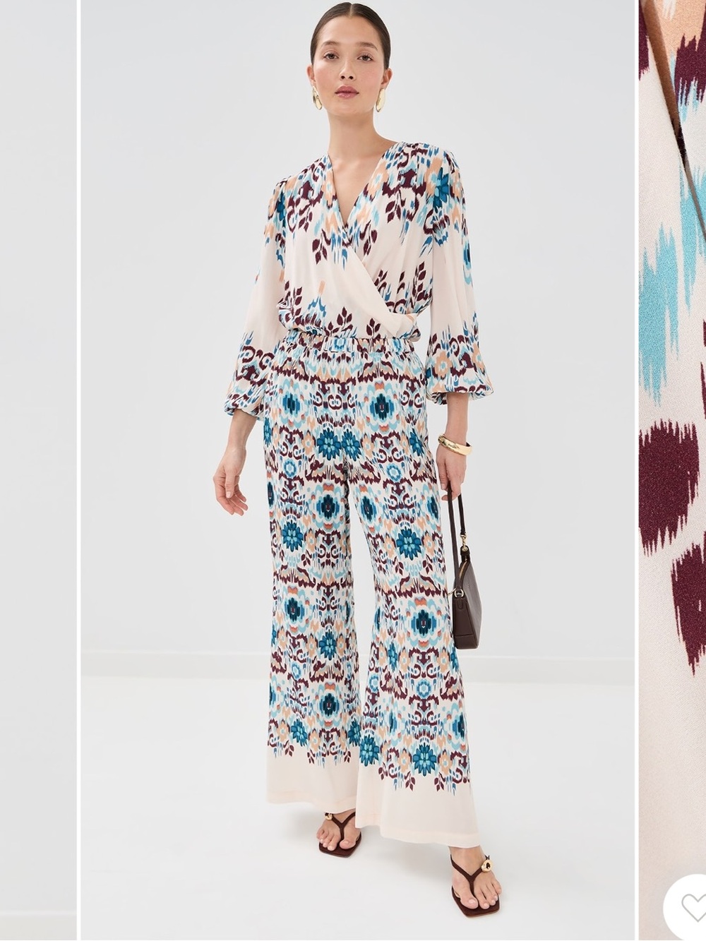 $398 Figue ikat printed wide leg Ellen Pants NWT XS